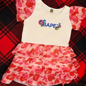 Bape White and Pink Ruffle Dress